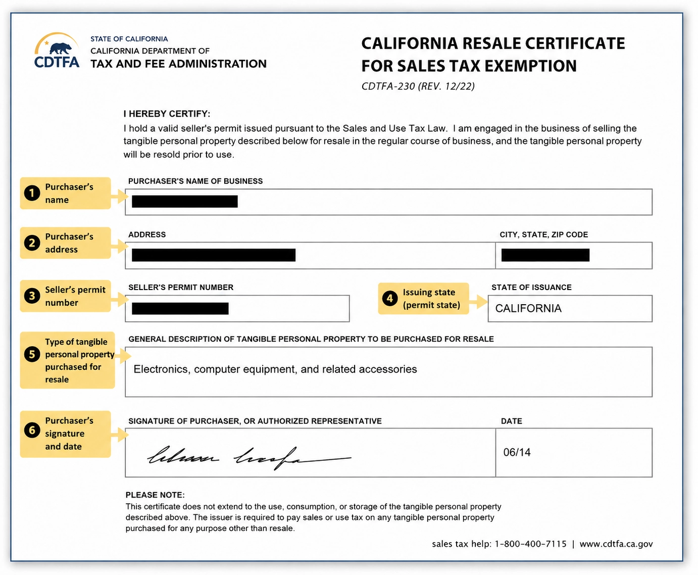 Tax Certificate